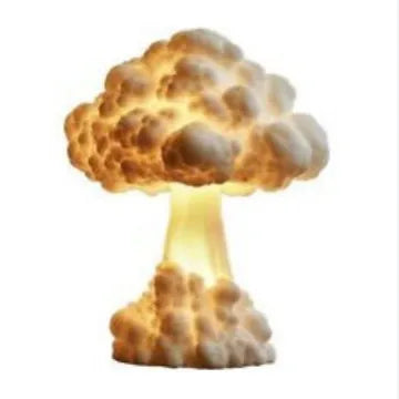 Modern atomic bomb mushroom cloud shaped table lamp with USB cable.