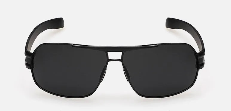 Polarized sunglasses for men with metal square frame and TAC lenses in black, bronze, grey, or silver