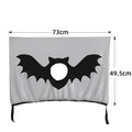 Grey polyester car window sun shade with head hole and bat pattern for pets