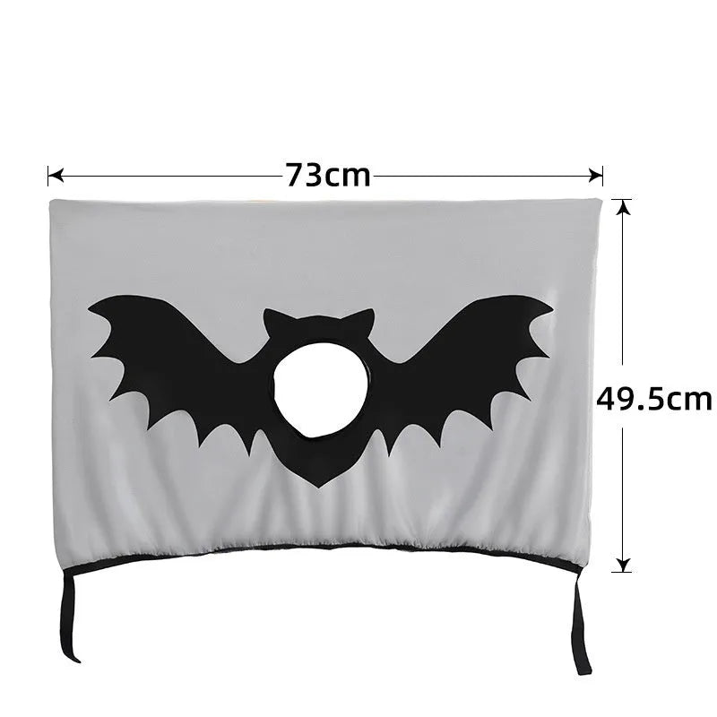 Grey polyester car window sun shade with head hole and bat pattern for pets