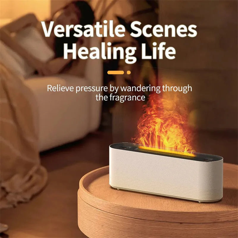 Flame Air ultrasonic humidifier and aroma diffuser with LED light display in black or white