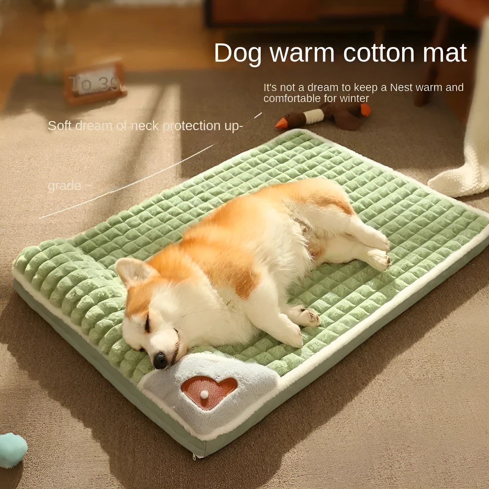 Washable dog bed mat with detachable cover in coffee colour, shown in large XXL size 100x70cm.