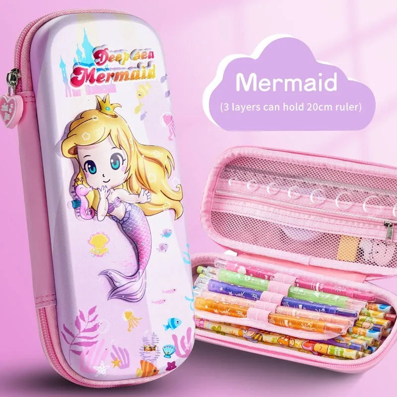3D leather pencil case with embossed character design showing detailed astronaut or fantasy creature artwork
