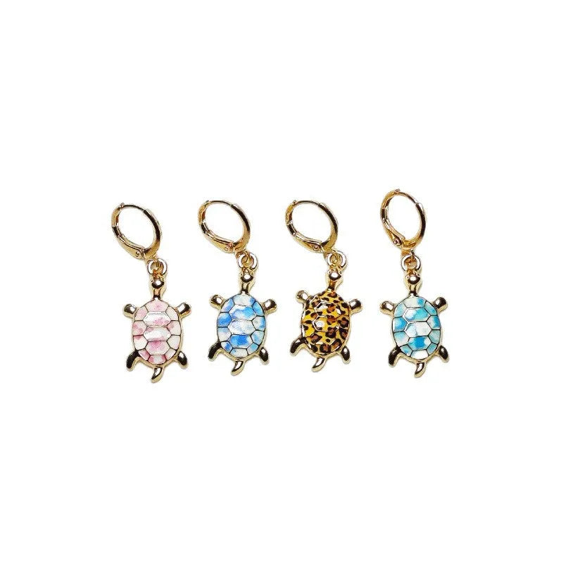 Cute colourful patterned metal earrings with tortoiseshell design for women