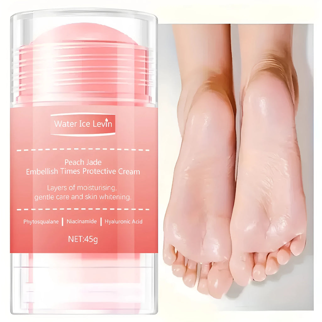 Moisturiser solid stick balm for hands and feet shown with eight scent options