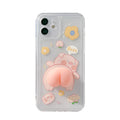 Transparent silicone phone case with a three-dimensional piggy butt design compatible with Apple iPhone