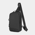 Casual black waterproof TPU chest bag with landscape camouflage pattern and adjustable shoulder strap