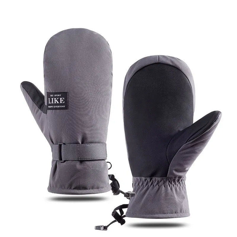Black touch screen compatible cycling mittens made from thick pongee cloth.