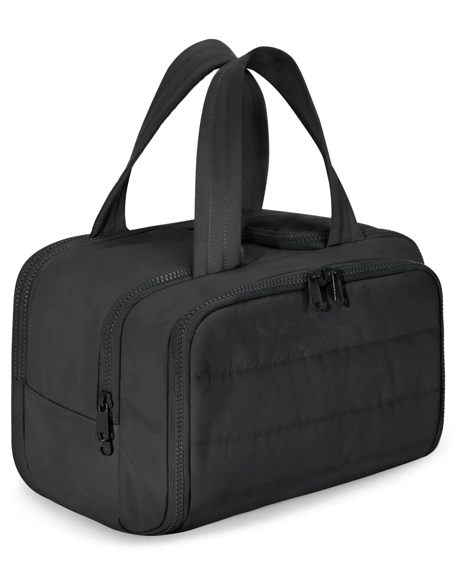 Large open travel toiletry bag with fluffy lining in multiple colour options.