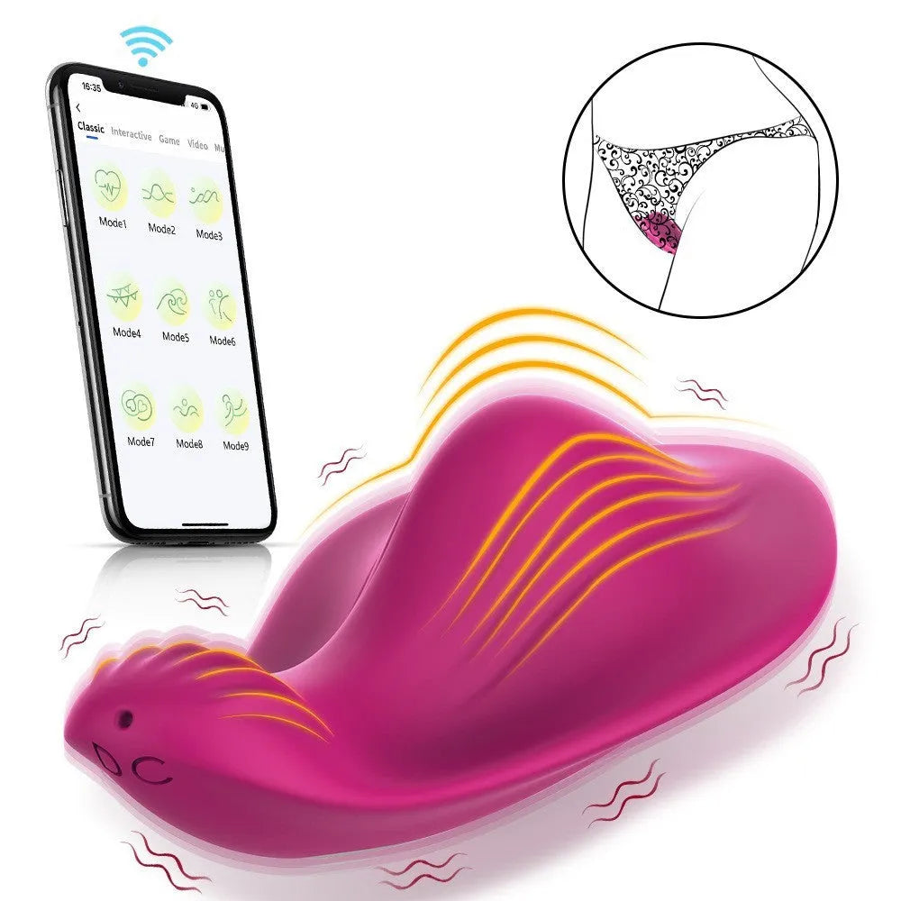 Rose Red wearable female massager with app control and USB charging port