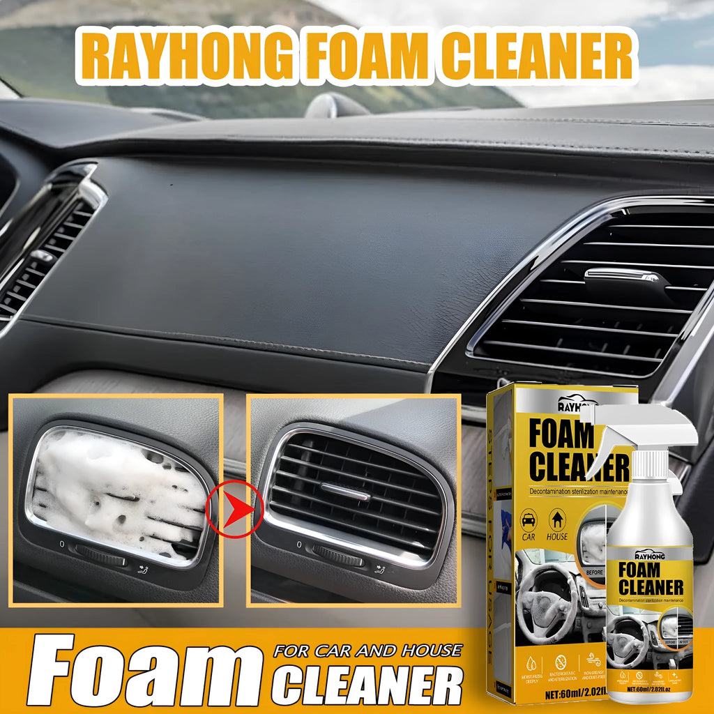 Car interior foamed cleaner 60ml bottle and 10cm sponge for wash-free upholstery cleaning