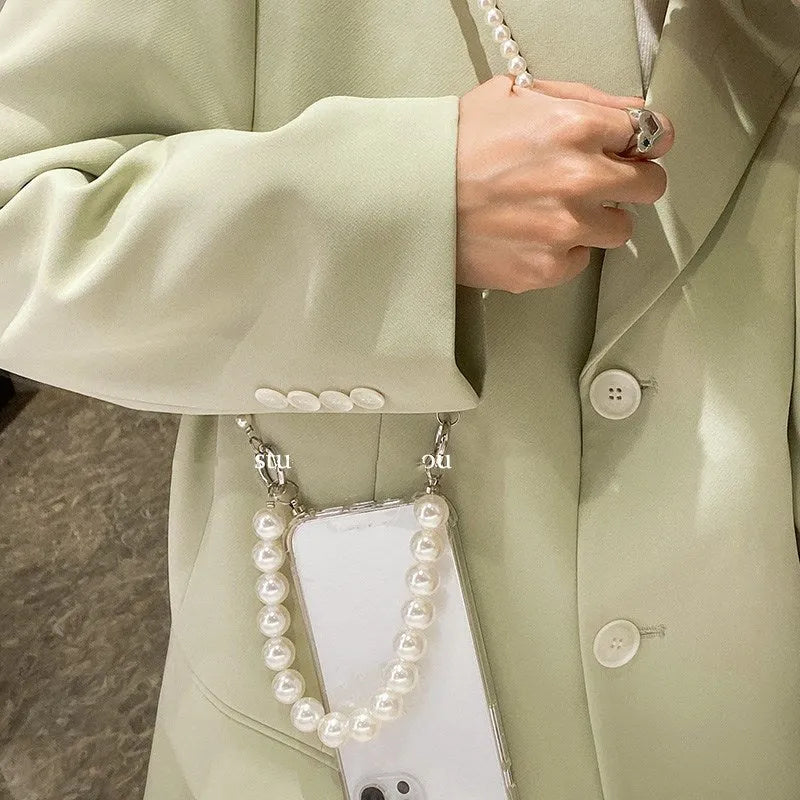 Big Pearl soft mobile phone case with decorative chain for Apple iPhone, shown in product colour.