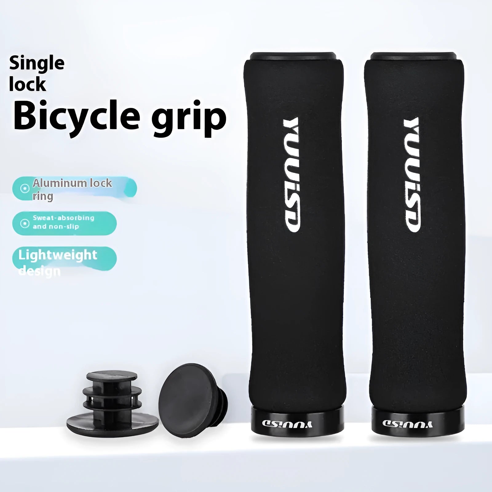 Pair of soft sponge mountain bike handlebar grip covers in black, purple, or biange colours.