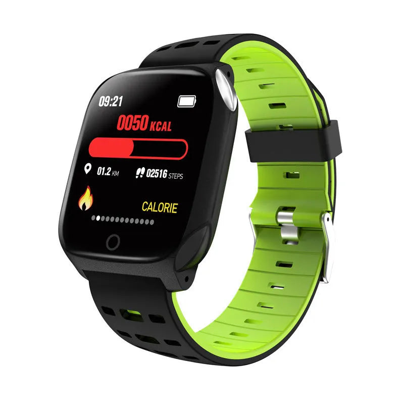 F16 Smart Watch with ECG, blood pressure and heart rate monitor on a silicone strap.