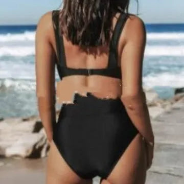 Women's solid colour slim bikini set in polyester fabric