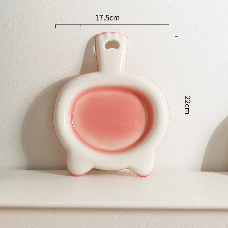 Ceramic cat bowl in blue colour with shallow dish design for pet feeding