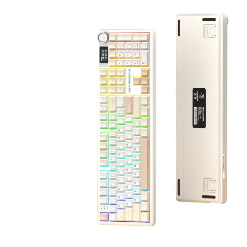 F108pro wireless mechanical keyboard in Milk Brown colour with USB cable and spare switch