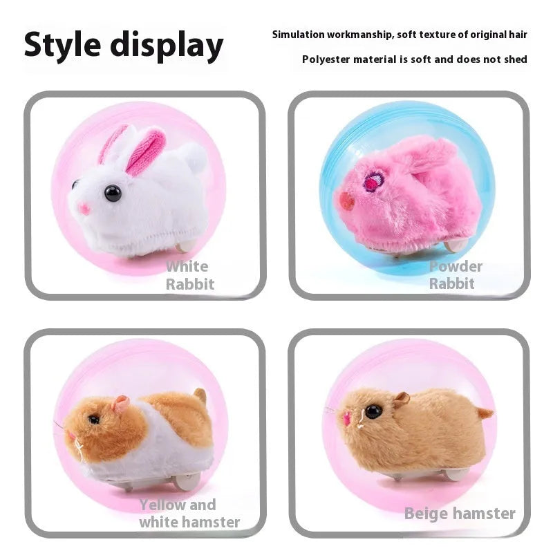 Transparent hamster rolling ball with battery base and plush animal shell