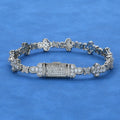 10mm hip hop cross star zircon bracelet in gold or platinum, 7 8 or 9 inches, unisex metal design.