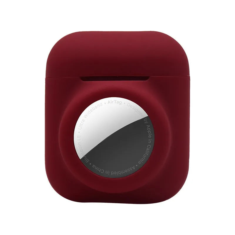 AirTag silicone protective sleeve in flip cover style showing colour options including luminous green and wine red