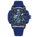 Men's black luminous calendar watch with a 51mm case on a wrist.