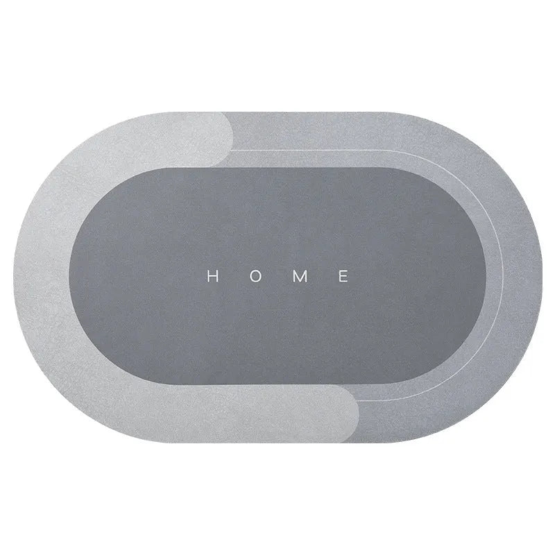 Bathroom absorbent floor mat with natural rubber backing in blue colour