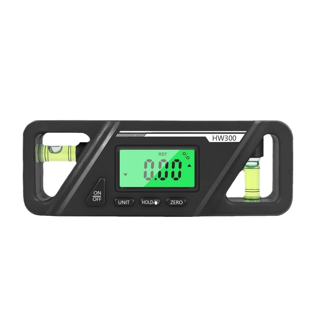 Digital inclinometer level meter with magnetic base showing angle measurement display