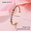 Stainless steel flower bracelet with oil dripping colour and geometric design, electroplated fashion OL style for women