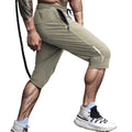 Men's black cropped sports pants with straight cut and high elasticity for summer beach activities