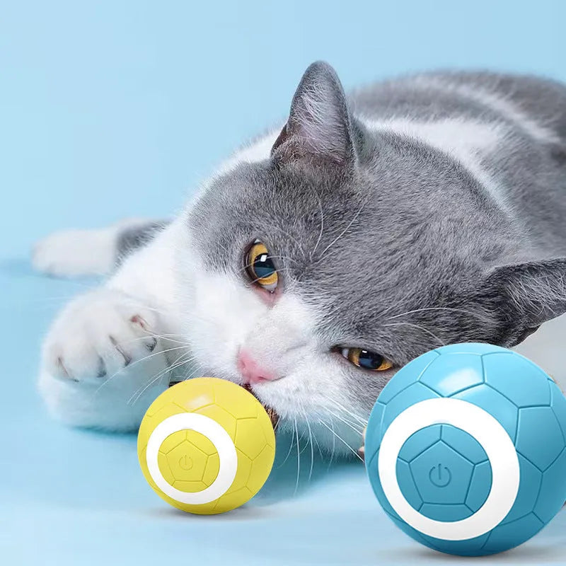 Rubber gravity cat toy ball in upgraded pink, yellow, or blue, single pack pet toy for cats
