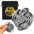 Retro metal fantasy style wings dice wheel with mechanical rotation in bronze finish