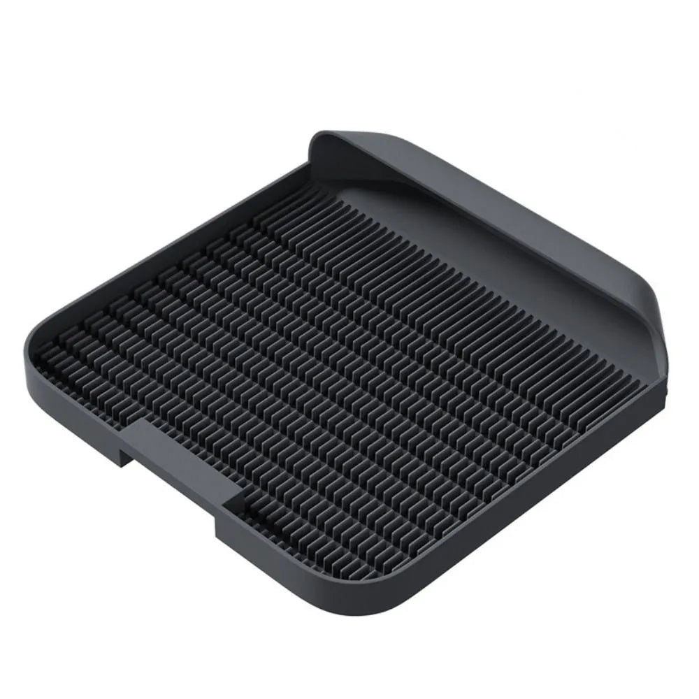 Large black cat litter pedal with slanted mouth design and raised foot pad measuring 37x37cm