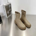Women's fashion Martin boots with warm thick sole, round toe, and PU upper in black colour option