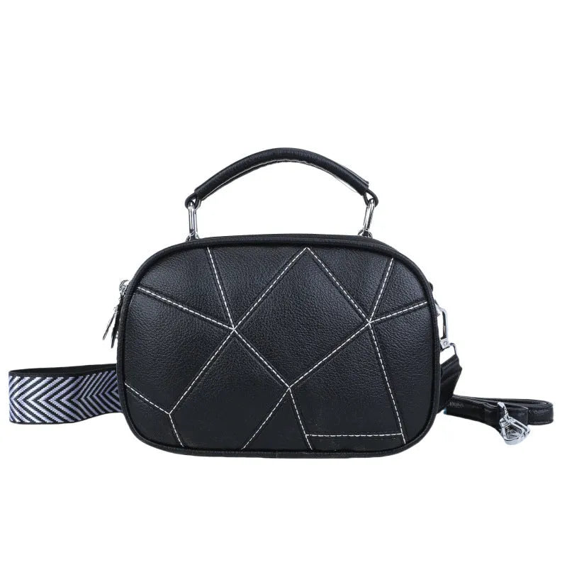 Retro three-layer patchwork small bag, PU exterior, polyester lining, 20x15cm, available in five colours
