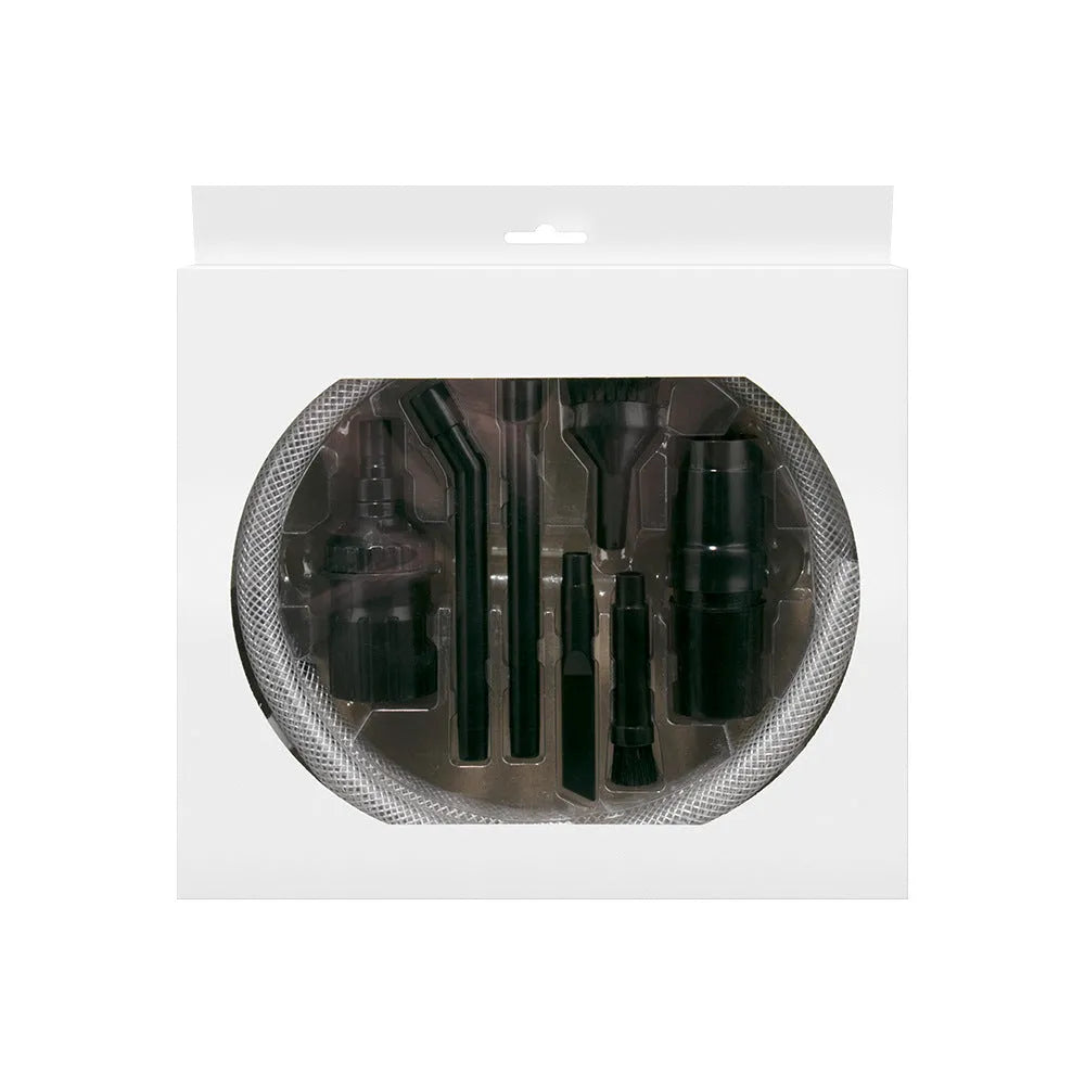 Eight-piece set of small vacuum cleaner suction heads and accessories for cleaning confined spaces