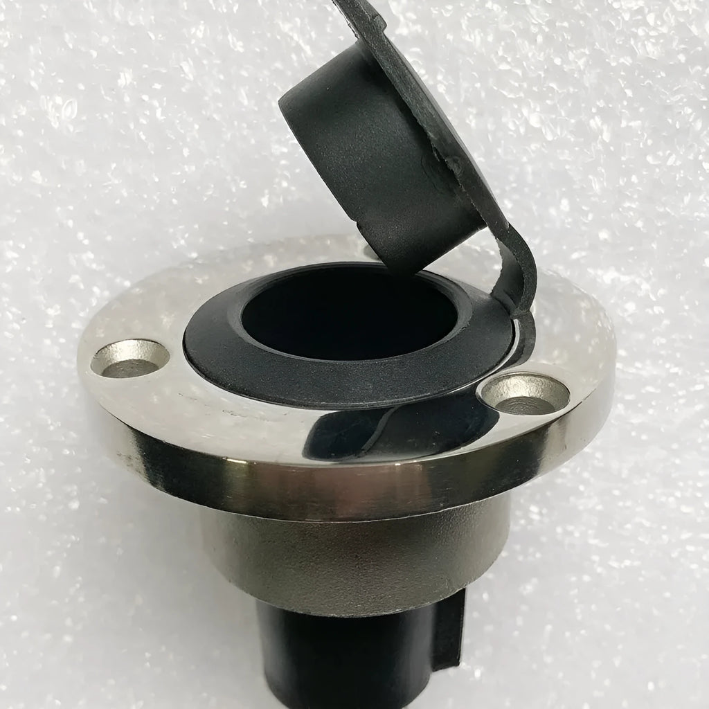 Stainless steel pole yacht anchor light socket with wires and lamp for marine navigation.