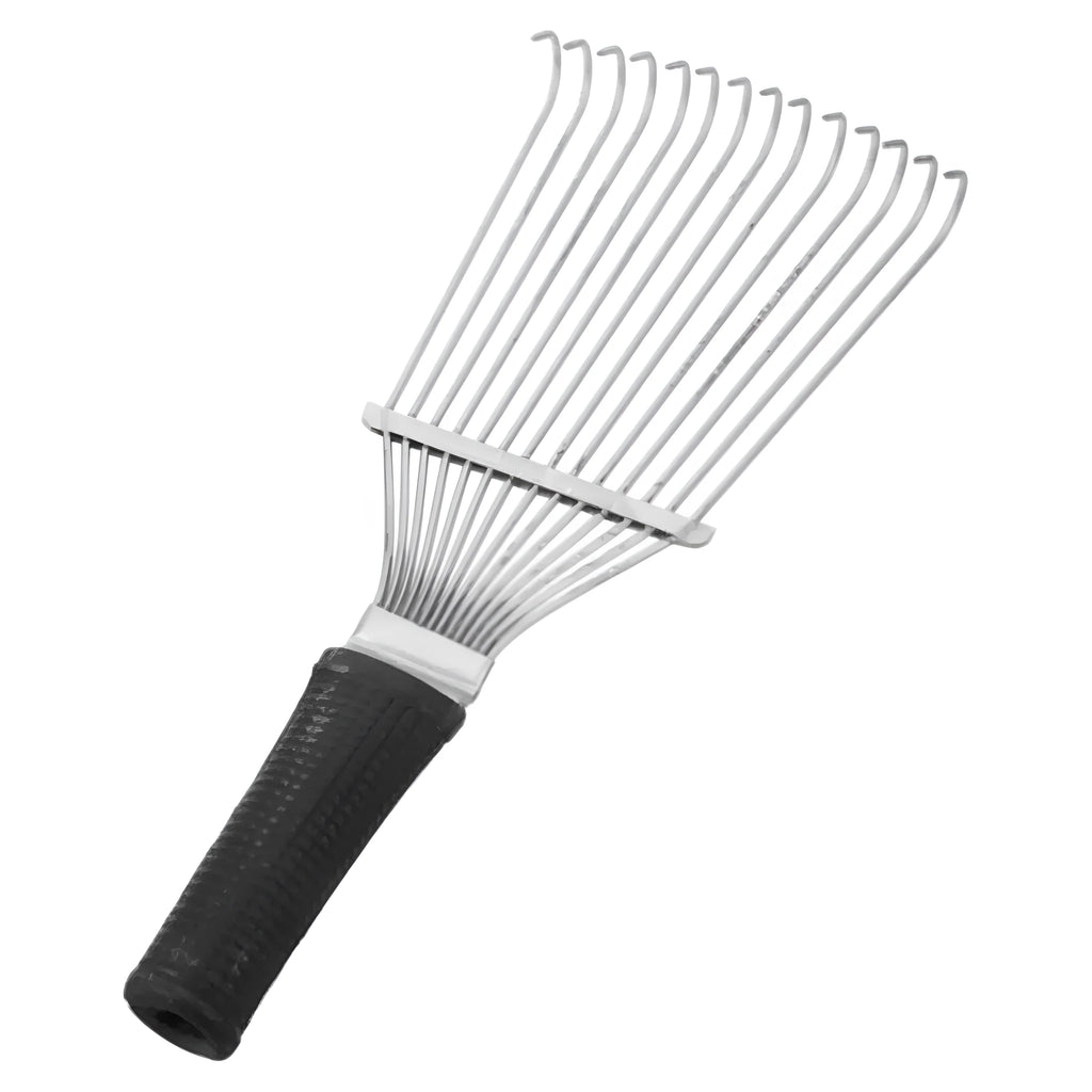 33cm long curved metal dematting brush rake for grooming dogs, horses, and cattle