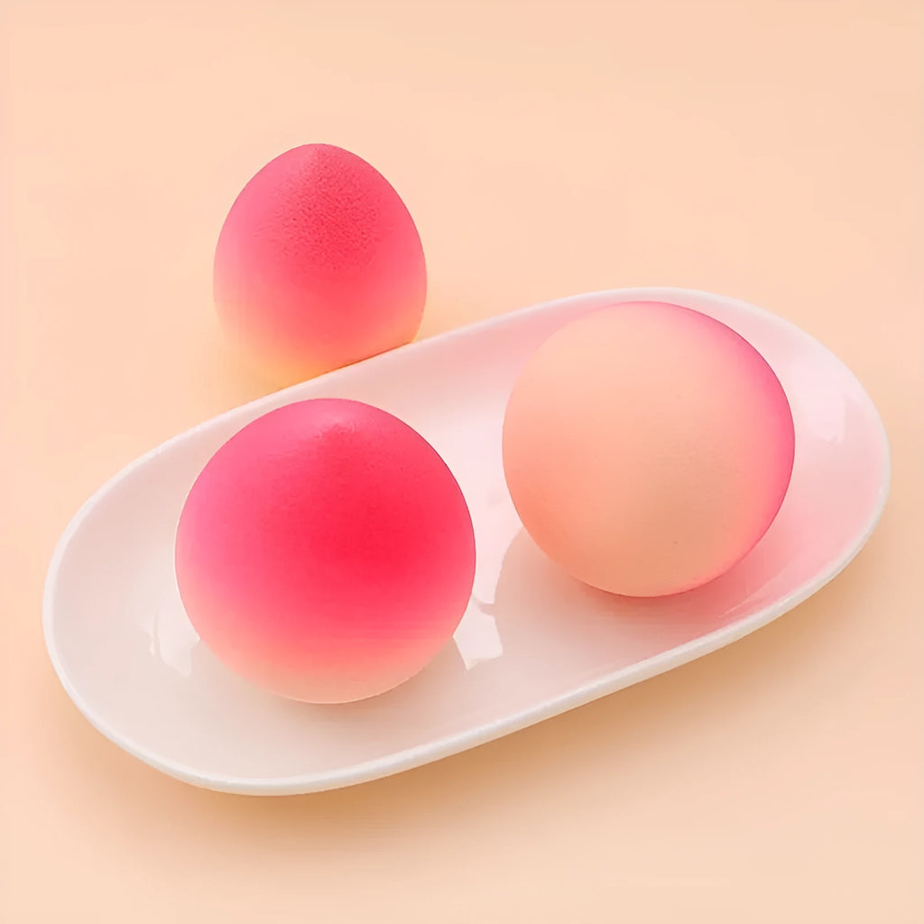 Peach Makeup Egg hydrophilic non-latex super soft air cushion sponge in gradient powder with drying rack