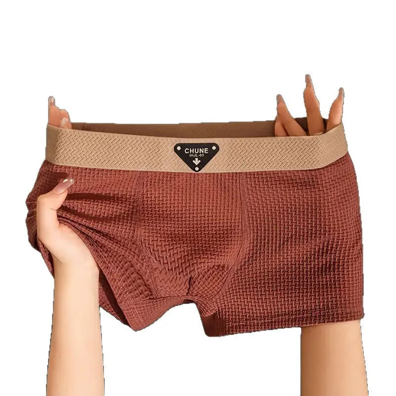 Men's ice silk sport boxer in nylon, mid waist cut, available in multiple colours including black and white