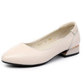Women's beige cowhide casual shoes with buckle fastening and pointed toe design