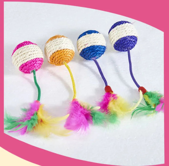 Sisal ball cat toy made of paper, 20x4.5cm, for teeth grinding and claw sharpening, random colour