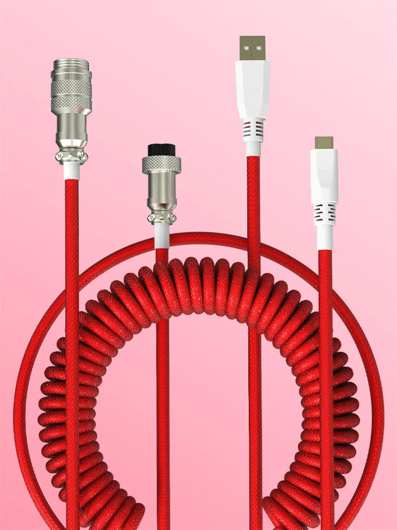 Type-C detachable mechanical keyboard cable with USB interface in multiple colour options