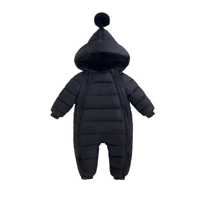 Baby cotton zip-up climbing romper hoodie in solid colour for boys and girls 70-100cm