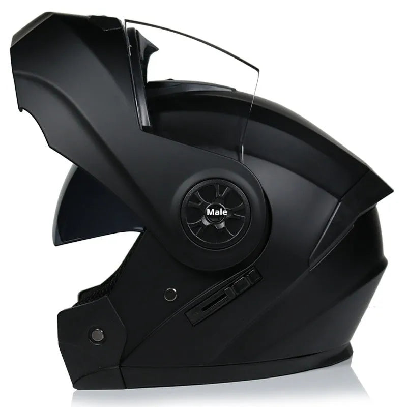 Full face motorcycle helmet in ABS construction with visor, available in matte black and white colour options