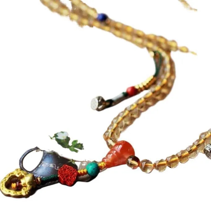 Yellow Brazilian citrine bracelet with 1mm bead diameter and filament construction