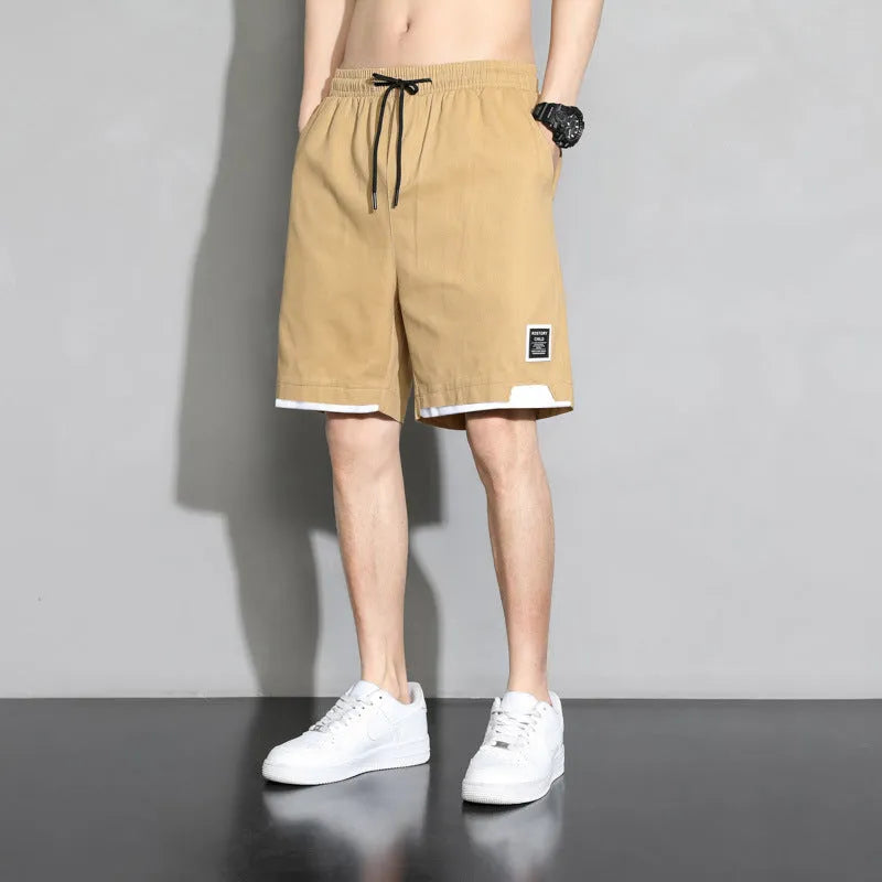 Cotton mid-waist shorts for boys in black, available in plus sizes from M to 8XL.