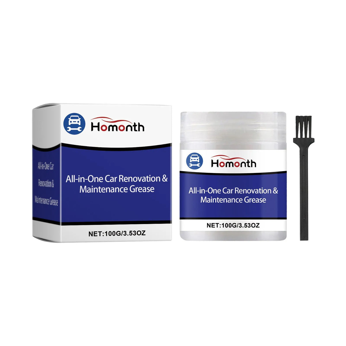 Car maintenance grease 100g bottle with brush, bottle 5.5x6.5cm, brush 1.6x8.1cm