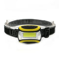 Yellow plastic COB LED headlamp with three-speed adjustment for outdoor use