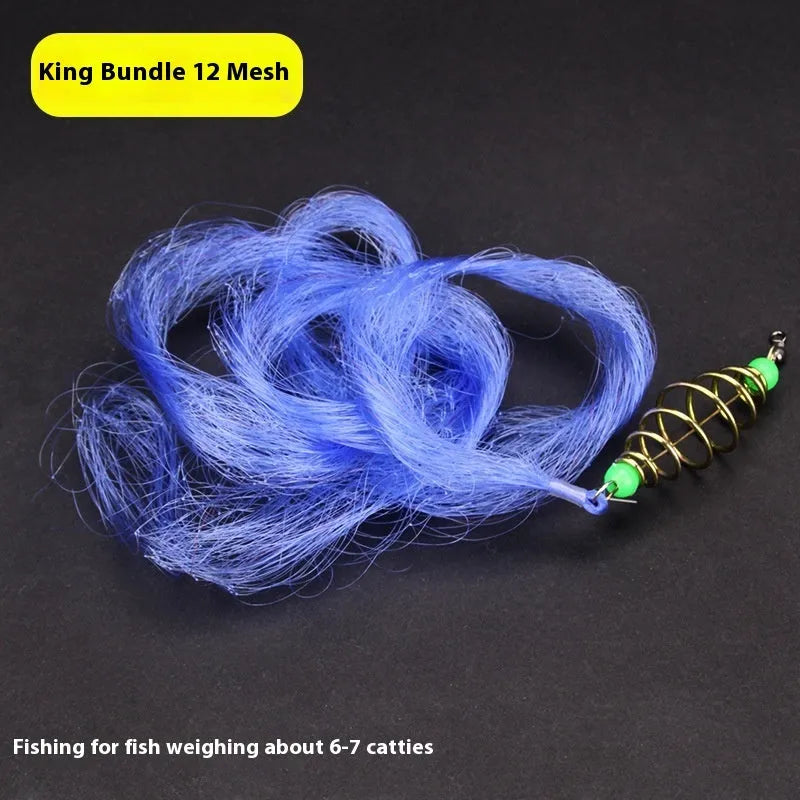 Hand cast fishing net with explosive hook spring mechanism and nylon mesh in multiple size options