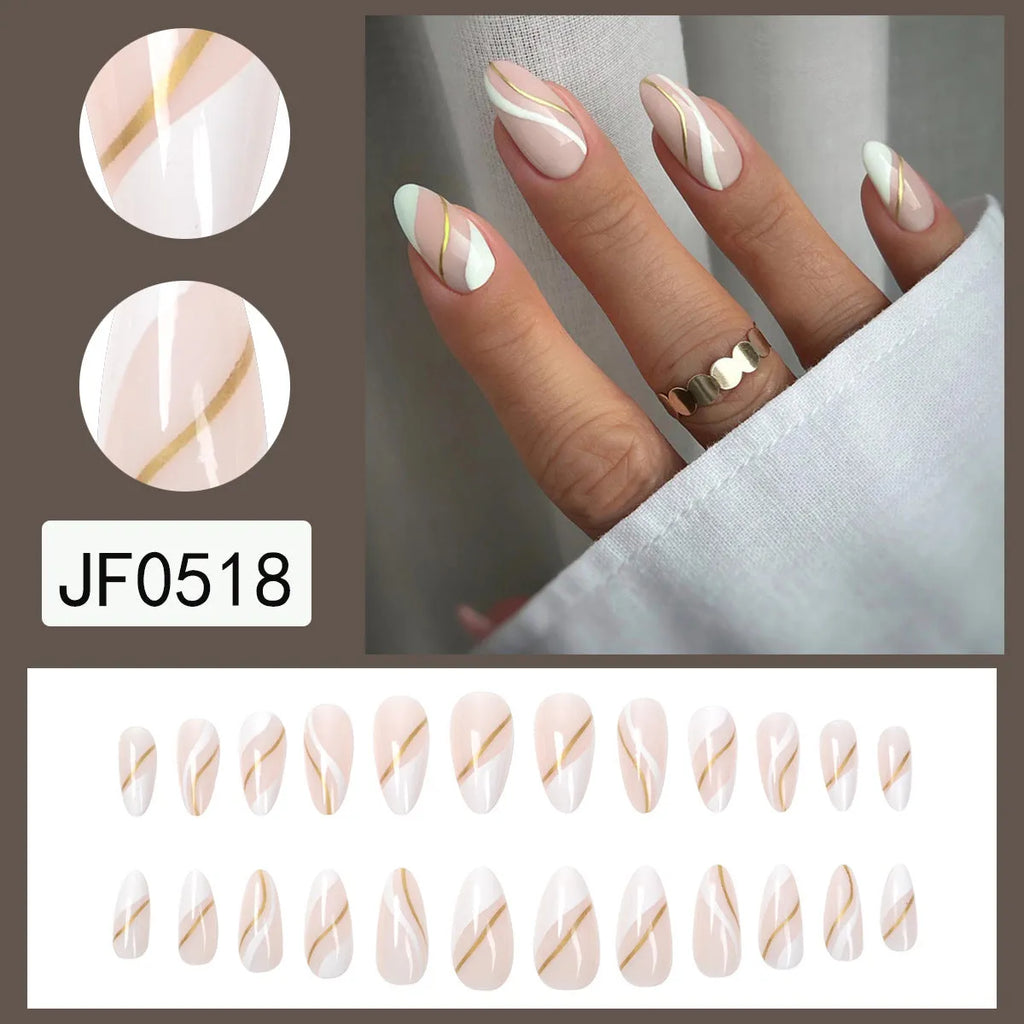 Medium drop shape plaid pattern nail stickers JF0518 with jelly glue adhesive